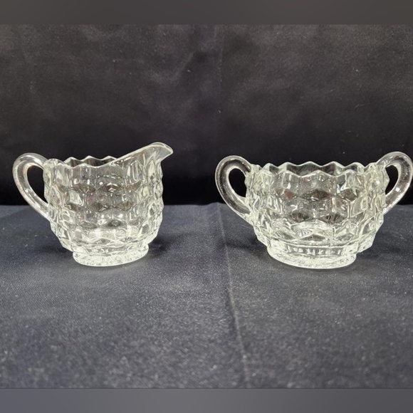 Fostoria AMERICAN CRYSTAL *2 3/8" CREAMER & 2 1/4" SUGAR* - Picture 1 of 7